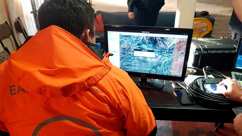 Realizaron en Mendoza el primer ejercicio de búsqueda y salvamento exclusivamente con la utilización de drones